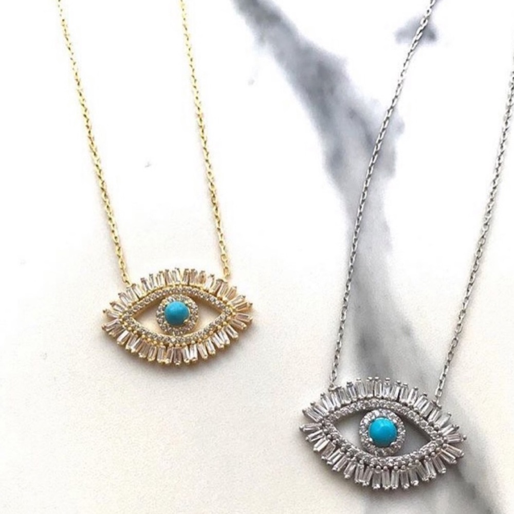 ‘Reina’ evil eye necklace gold - Picture 2 of 7